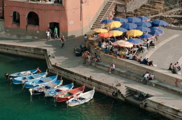 View of the harbour and adjacent cafe