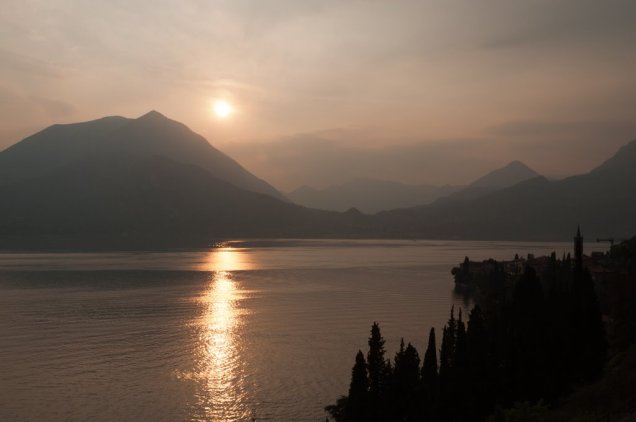 Sun setting over Lake Como