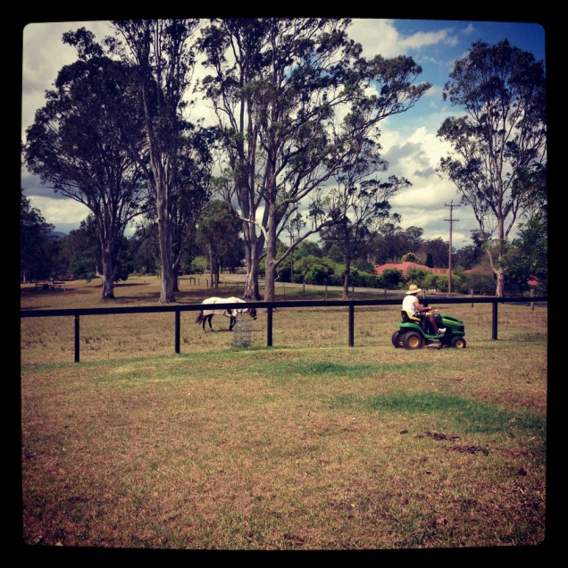 ride on lawn mower in the country